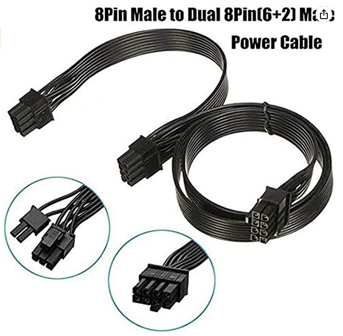 PCIe 8Pin to 2 Ports 8(6+2)Pin Modular Power Supply Cable for Corsair RM X Serie - Image 2 of 4