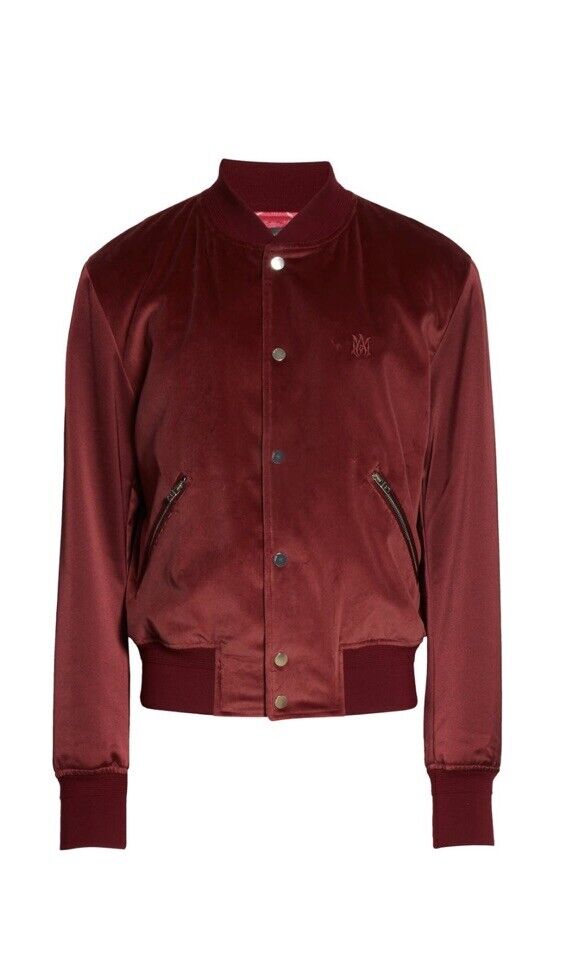 AMIRI Embroidered Logo Velveteen & Satin Bomber Jacket Size AMIRI Embroidered Logo Velveteen & Satin Bomber Jacket Size