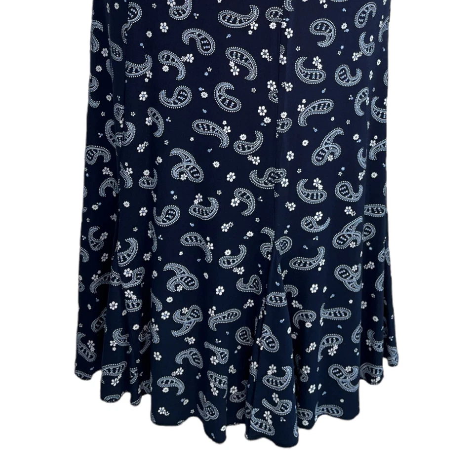 New Ladies Paisley Print Midi Calf Length Godet Skirt Flared Panel Stretchy UK - Image 4 of 4