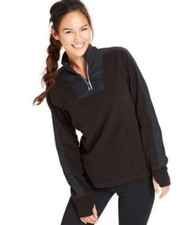 Nwt Ideology Women's Quarter-zip Fleece Pullover Long Sleeve Pullover Black Xs