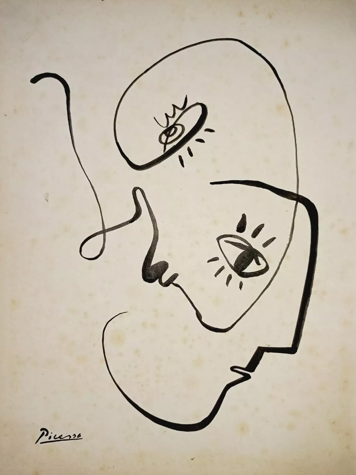 Pablo Picasso COA Art Drawing Painting Vintage Handmade Signed Original Paper