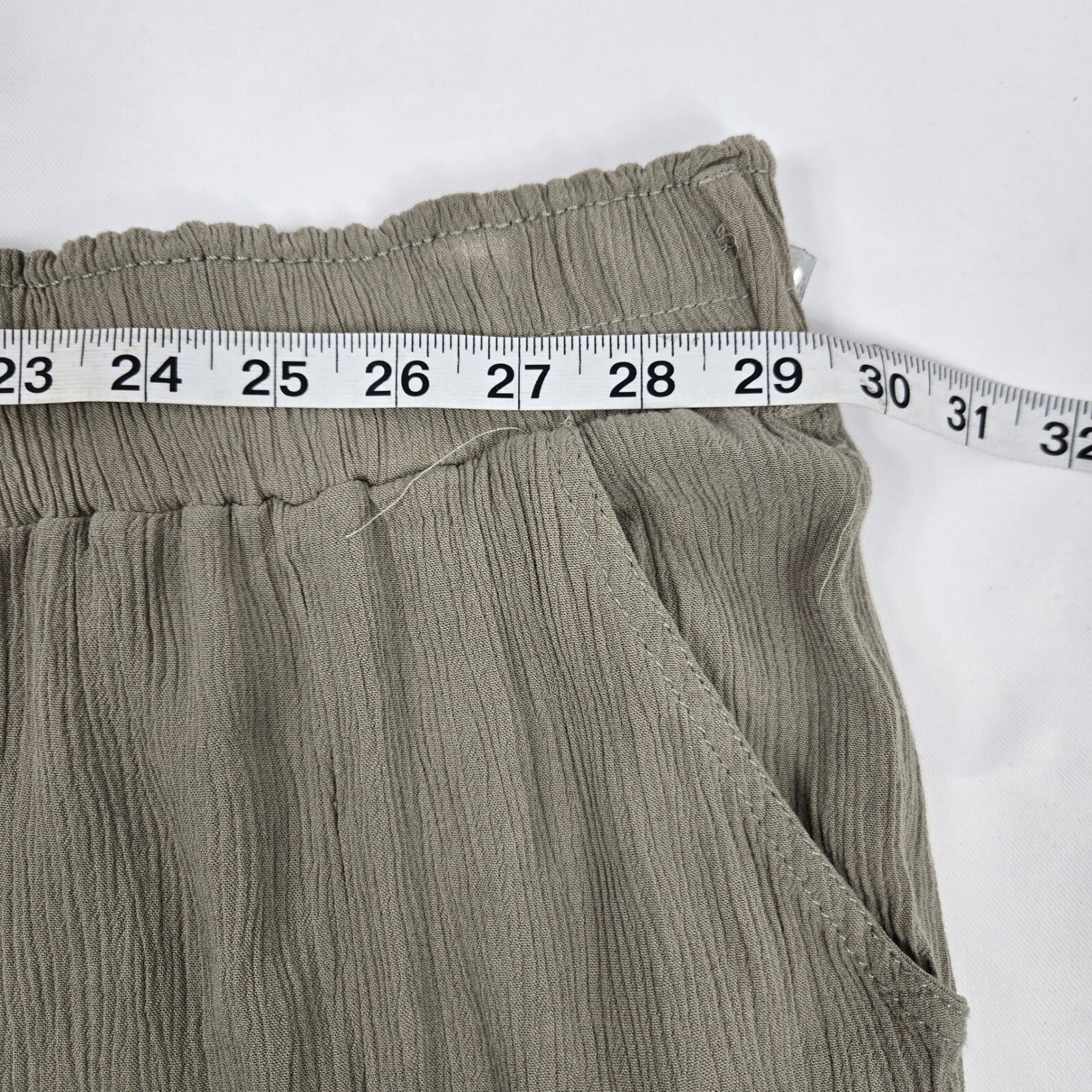 Rewash Gauze Pants Split Leg Wide Leg Flowy Comfy Casual Olive Green L Boho Chic