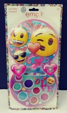 Emoji Lip Gloss Compact With 9 Pieces Includes Brush Mirror Make Up Kit