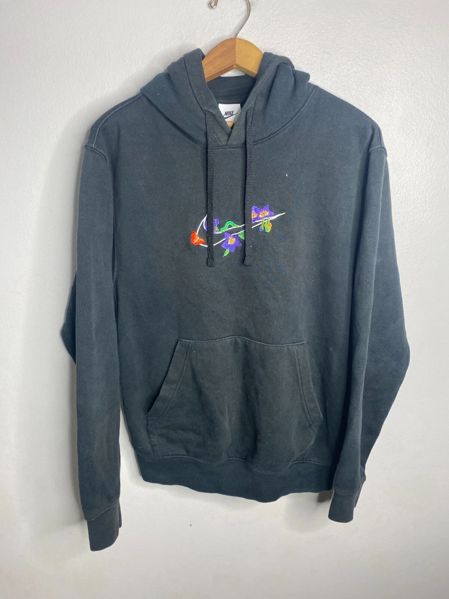 Nike hoodie Large DO6170 010 Embroidered Check With Flowers Men s Size S B89