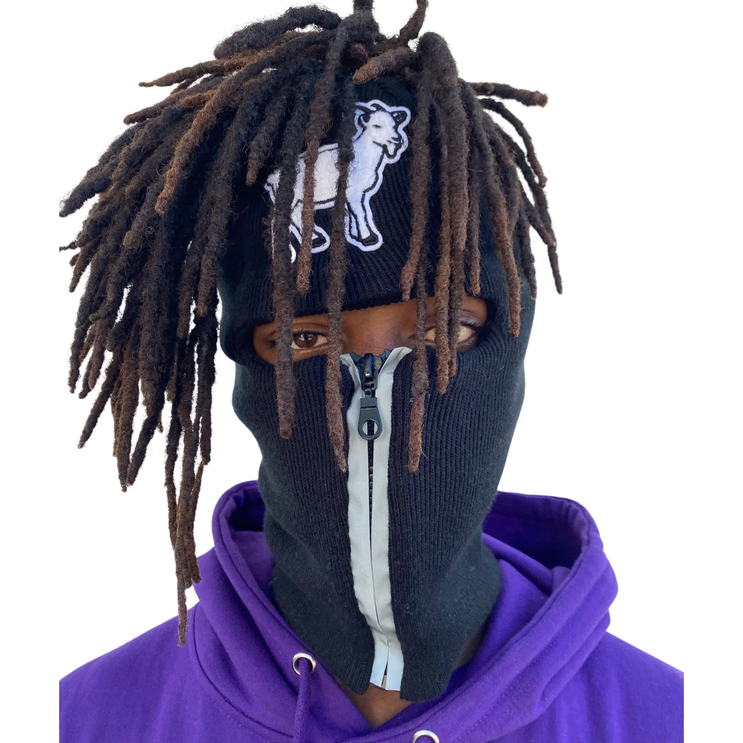 Dread Head Black reflective zip up Balaclava with goat emblem ski mask
Opens in a new window or tab