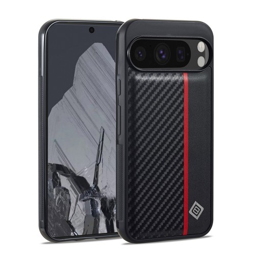 For Google Pixel 9A, Phone Case Luxury Carbon Fiber Leather Soft Frame Cover - 第 6/6 張圖片