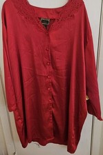 Vintage Solange Satin Silky Nightgown Lingerie Long Sleeve Red Sz 18/20 NWOT