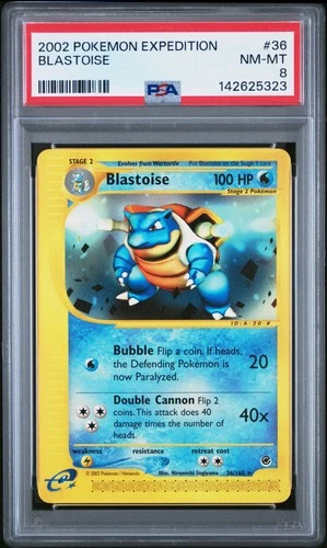 2002 POKEMON EXPEDITION #36 BLASTOISE PSA 8