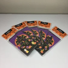 100 VTG Amscan Paper Trick or Treat Bags Halloween Candy Haunted House Mansion