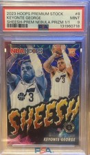 2023 Panini Hoops 1/1 Premium Stock PSA 9 Keyonte George Rookie Sheesh Nebula 🔥
