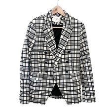 Maison d'Amelie Paris Black and White Check Double Breasted Longline Blazer NWOT