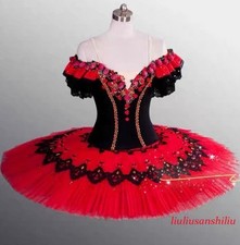Professional Ballet Tutu Red Ballet Pancake Dancing Costume Figure Skating Dress