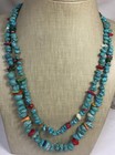 multi-strands block turquoise/coral necklace/ $0.85 combine s/h fee (w191-w3) — photo 2
