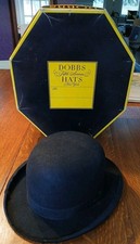 Vintage 1940's ADAM Co. "The Dewey" Black Bowler Hat w/ DOBBS Fifth Avenue Box
