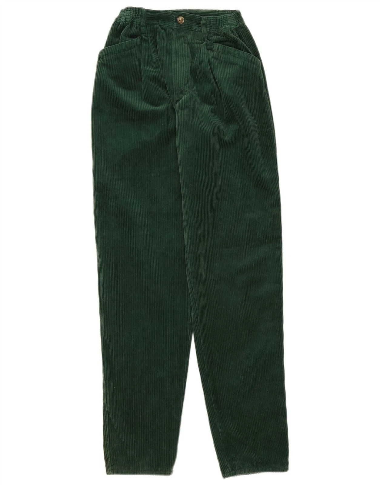 Vintage Womens Slim Corduroy Trousers IT 42 Medium W28 L31 Green Cotton AO12