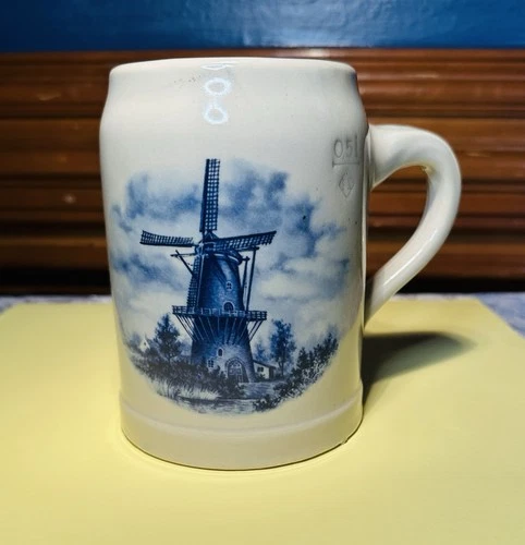Vintage Delft Blauw Mug- Dutch Windmill 0.5L Mug Handdecorated -Made in Holland