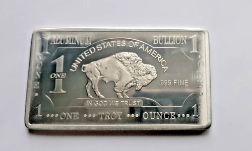 Aluminum 1 oz one troy ounce USA BUFFALO .999 fine ALUMINUM bullion