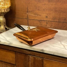 Vintage Coppercraft Guild Copper Silent Butler Crumb Catcher w/ Wood Handle