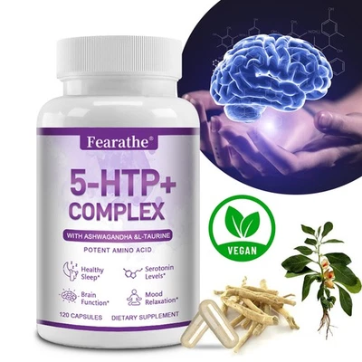 FEARATHE 5-HTP 250 mg vegane Kapseln 5-Hydroxytryptophan Gute Laune unterstützen Schlafmi