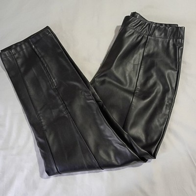 NWT Faux Leather Women's Medium Black pants Side Boot Slit Make Me Chic Side Zip