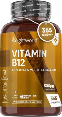 Vitamin B12 500mcg  - 365 vegane Tabletten - 1 Jahr Vorrat