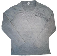 REI Men’s XL Long Sleeve Base Layer Crew Neck Pullover Gray Black Micro Striped