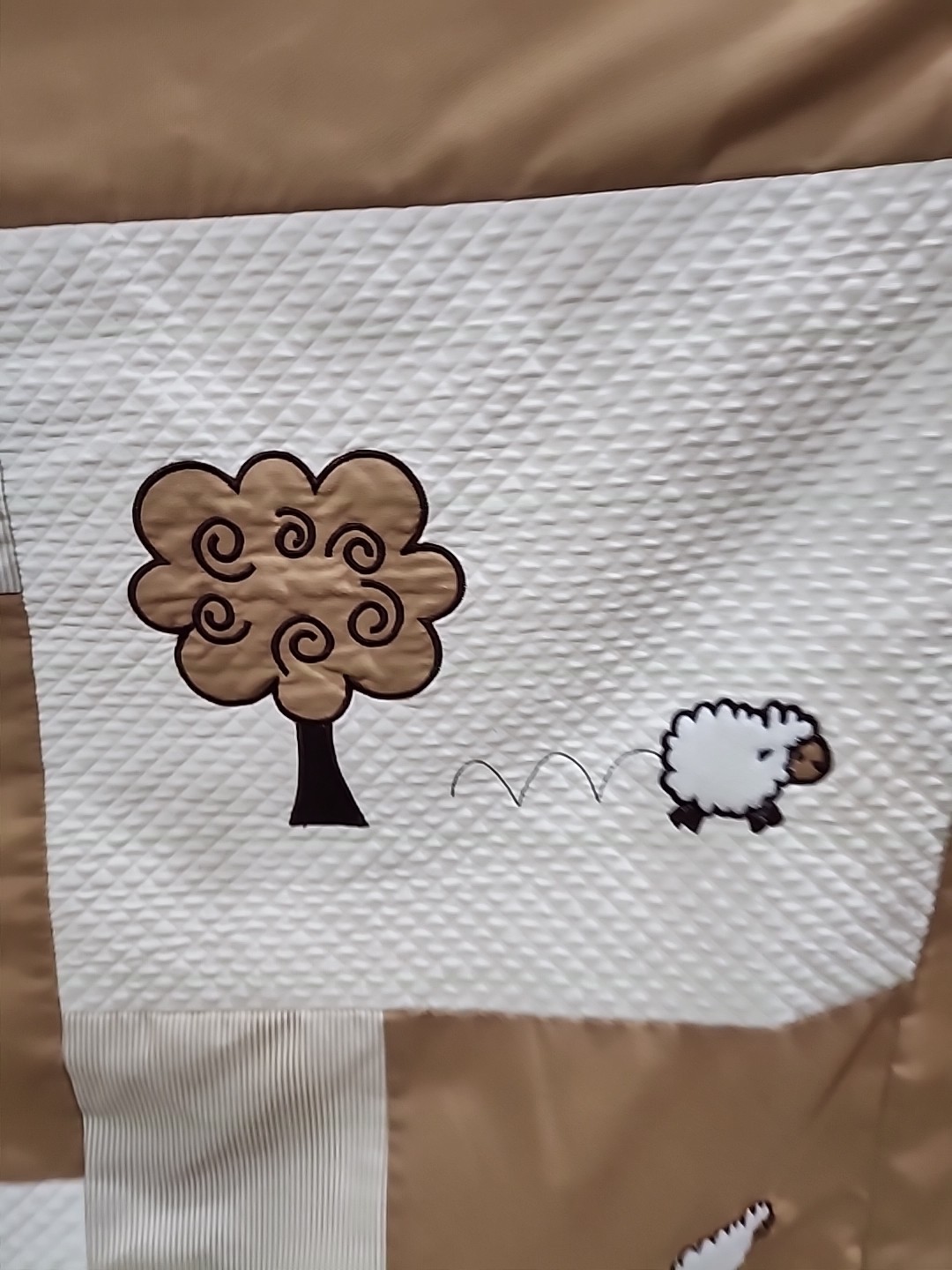 Sweet jojo designs little lamb crib quilt Baby Sheep Tan White Nursery 