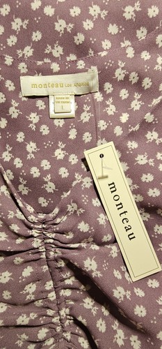 Lavender Purple & White Delicate Floral Flowy Spring Fluttersleeve Dress, NWT - Picture 9 of 11