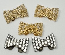 Vintage Lot 5 Musi Bowtie SHOE CLIPS Rhinestone Silver/Gold Tone Filigree Craft