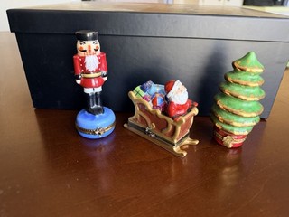 Lot of 3 Peint Main Limoges France Christmas – Santa Nutcracker Tree