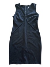 Obakki Sheath Dress Womens 10 Black Sleeveless Structured Seams Career Office