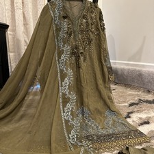 Pakistani Chiffon Embroidered Dress Bust 42 with Chiffon Duppatta for Women New