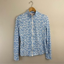 Tommy Bahama Golf and Tennis Blue and White Print Full Zip Jacket Sz Medium