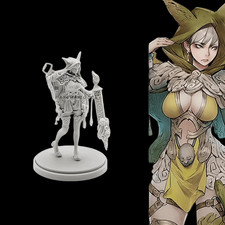 38mm Fantasy Female Mage Sorceress Staff Miniature Figure Resin Model Kit