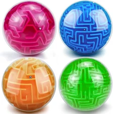 YongnKids 4 Pack 3D Puzzle Maze Ball Toys| Brain Teaser Puzzles Maze Game for Ad