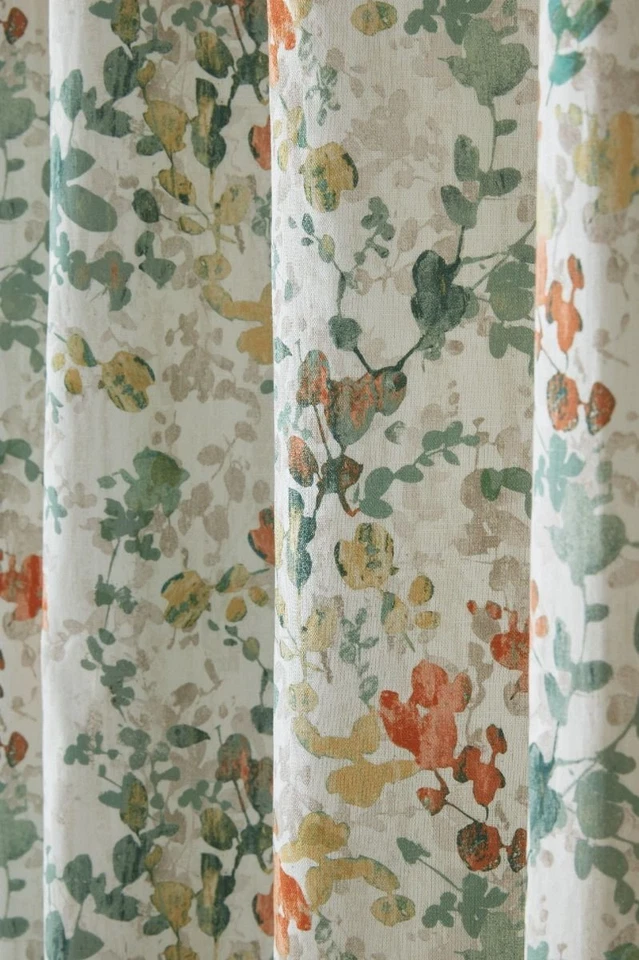 Laura Ashley Old Castle Leaves Fern Grn  Pair Lined Eyelet Curtains, W167 L137cm - Image 2 of 4