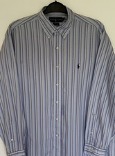 Polo Ralph Lauren Men's Classic Fit Blue Striped Cotton Dress Shirt 16.5x34/35