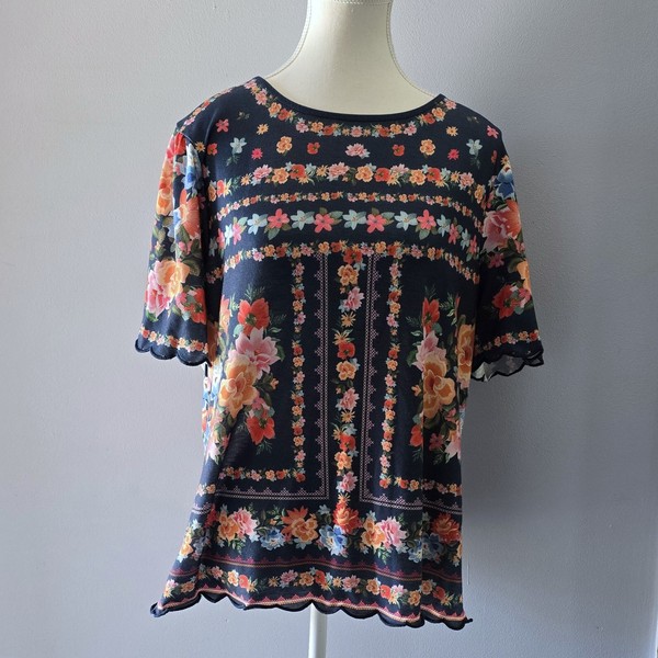 Lipsy Tee Tshirt Floral Navy Size 14