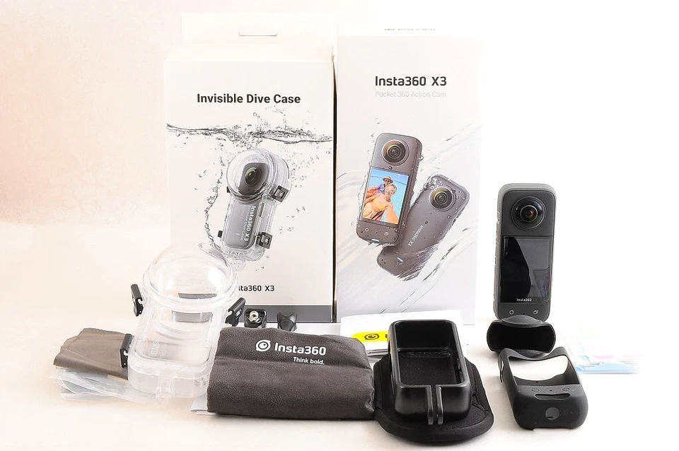 Insta360 X3 Action Camera w/Invisible Dive Case IN BOX TOP MINT From Japan
