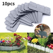 Set Of 4 Plastic Stone Effect Garden Fence Borders For Flowerbeds