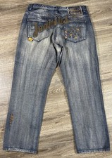 Vtg Akademiks Jeans Mens 36x32 Baggy Wide Leg 90s Y2K Skater Pinkman Jeanius