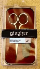 Gingher Classic Embroidery Sewing Scissors 4" in Tin box