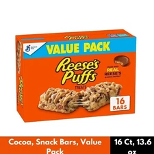 Reese's Puffs Cereal Treat Bars, Peanut Butter & Cocoa, Snack Bars, Value Pack