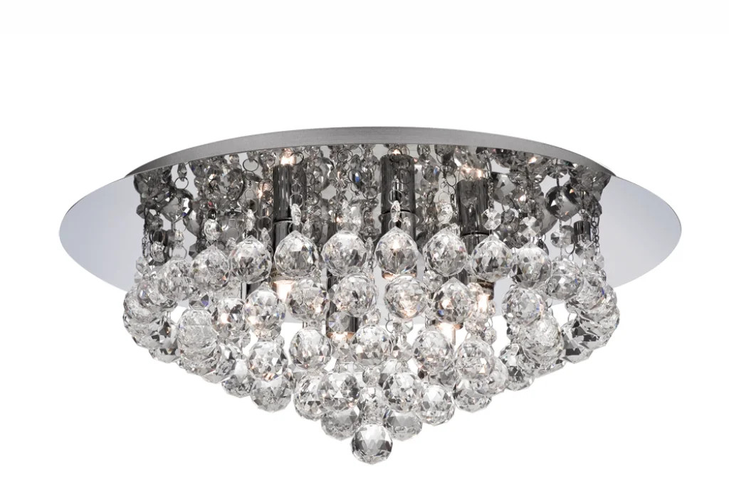 Ceiling Light Silver Hanna 6 Round Crystals Chrome Searchlight 3406-6CC