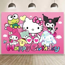 Pink Cat And Friends Birthday Decorations,Girls Princess Happy Birthday Banne...