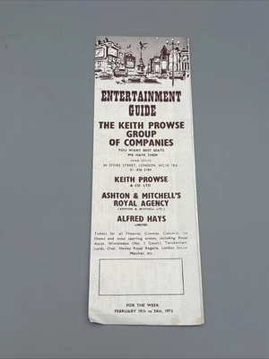 Keith Prowse Group of Companies Entertainment Guide Official 1973 London Program - Bild 1 von 4
