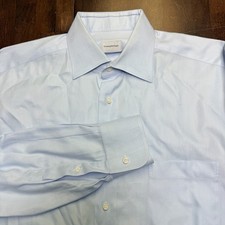 Ermenegildo Zegna Light Blue Textured Dress Shirt Regular Fit Men's 41 16
