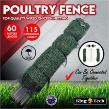 POULTRY NETTING PREMIUM ELECTRIC FENCE 60m X 112cm CHICKEN FENCING +S