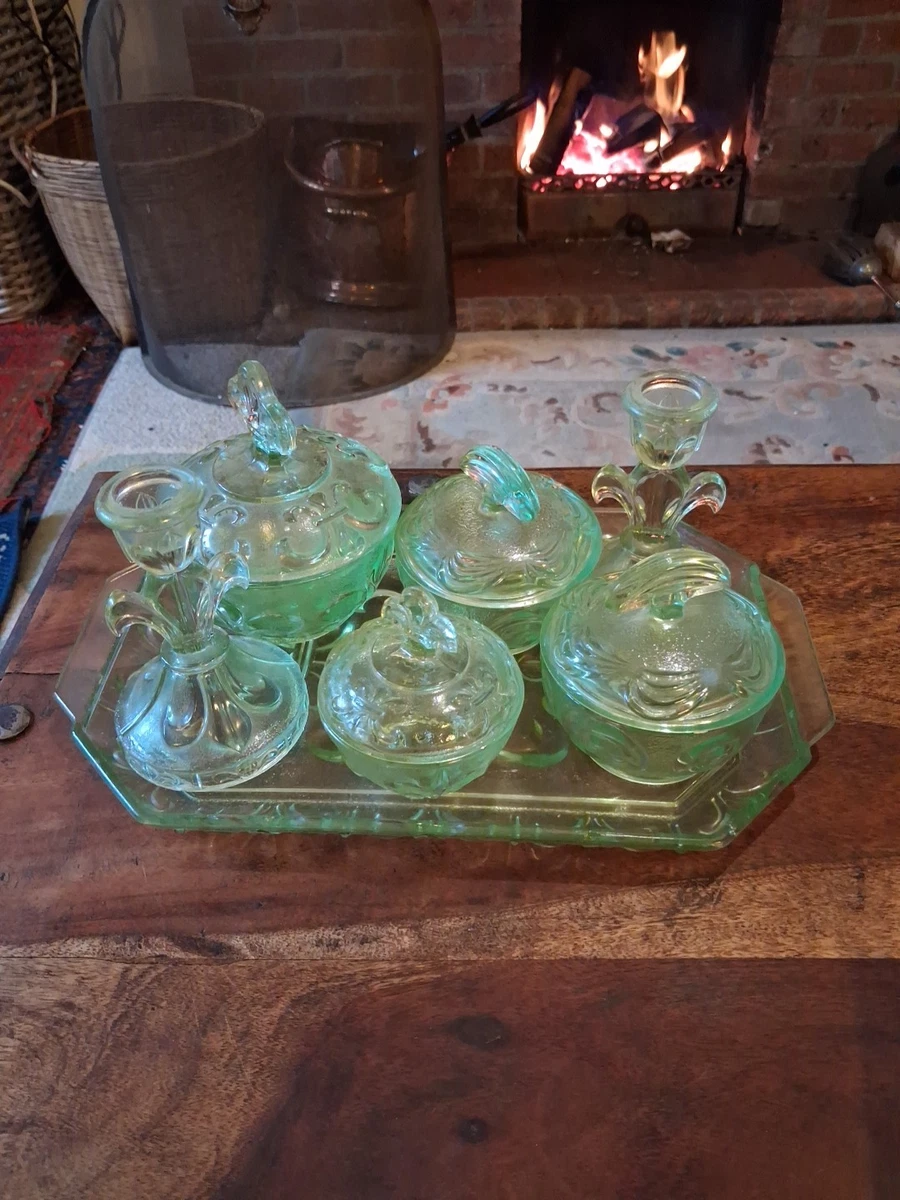green glass dressing table set products for sale | eBay UK