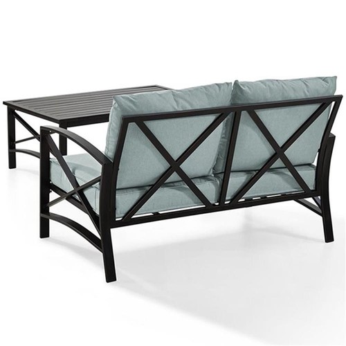 Crosley Furniture Kaplan 2 Piece Patio Fabric Sofa Set in Mist Green | eBay